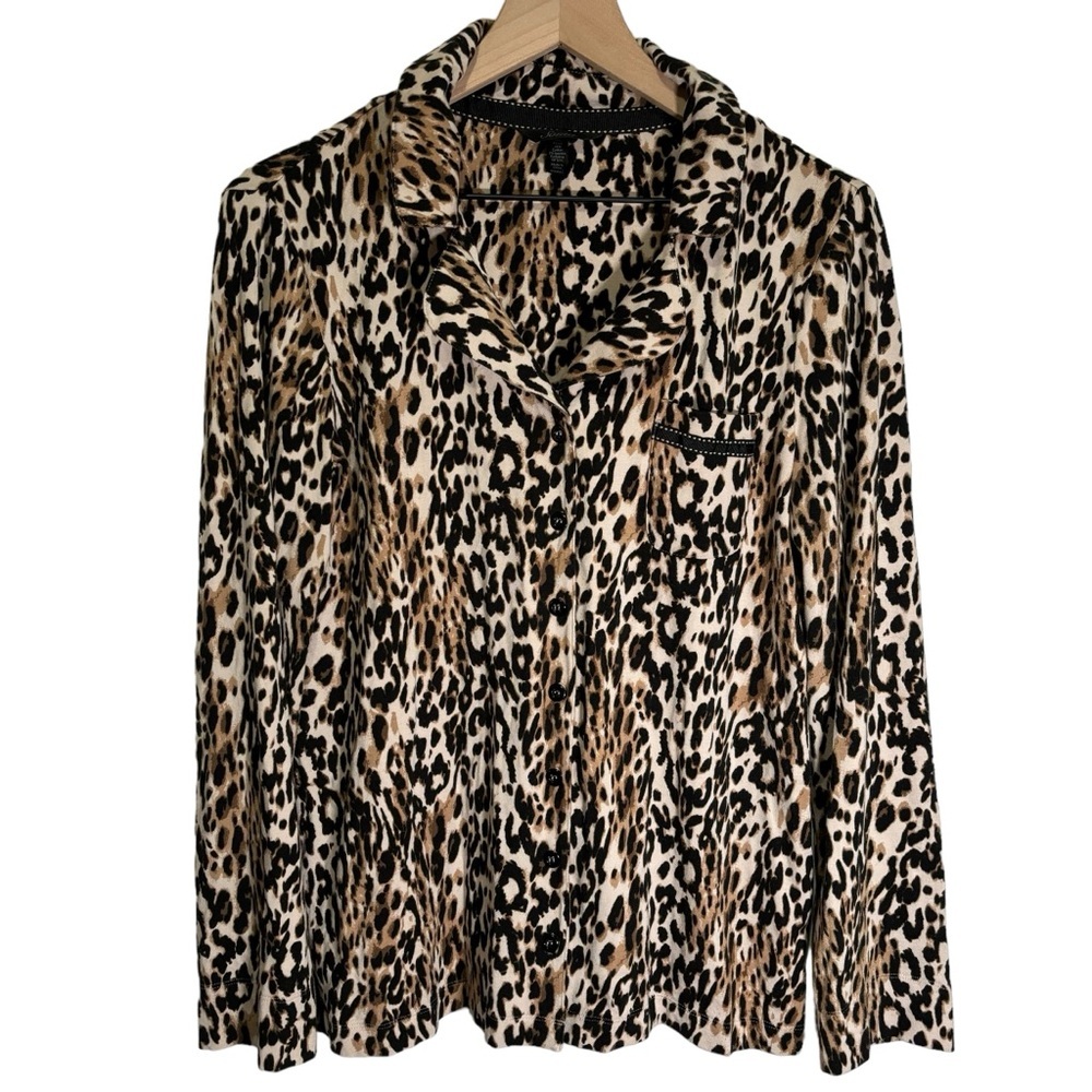 Soma Pajama Lounge Top Animal Print Button Up Women’s Size Small
